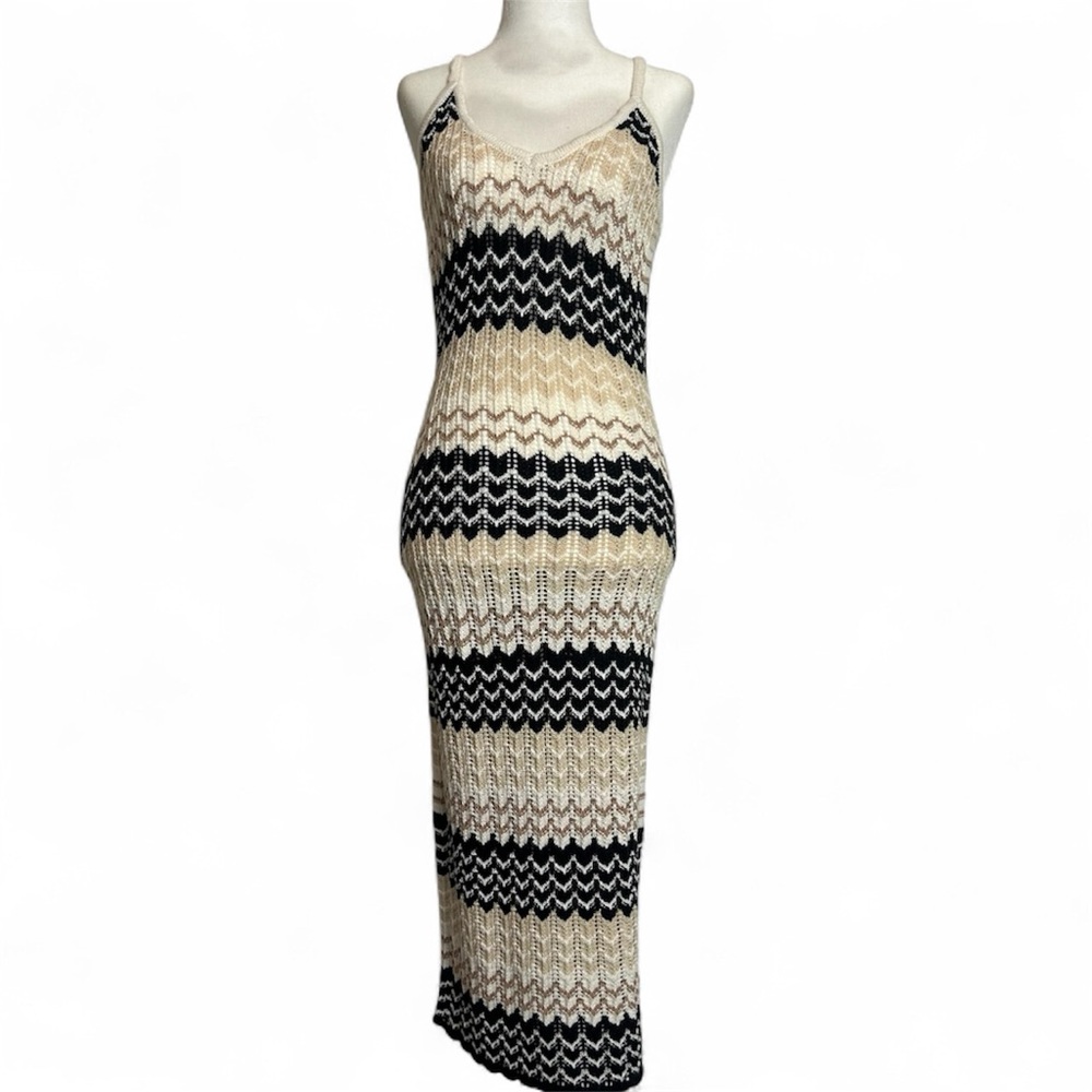 Say What? Black and Cream Chevron Maxi Dress